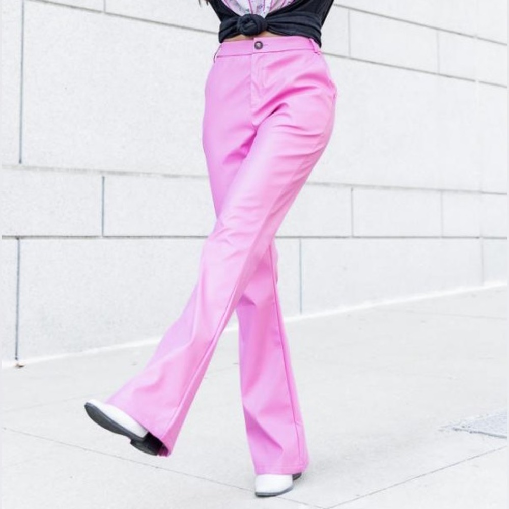 Pink Lily Leather Flares